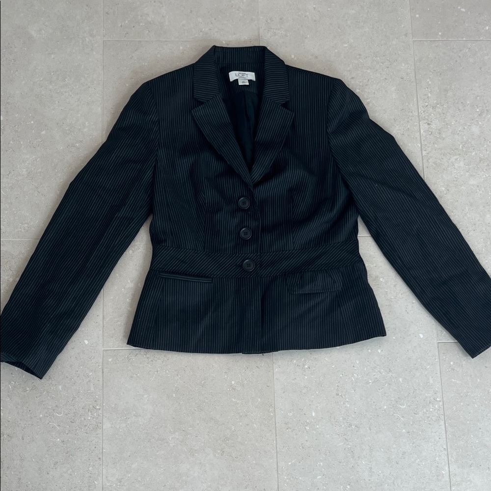 LOFT Black Striped Blazer